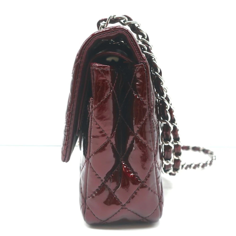 Chanel 2008 Classic Double Flap Bag Burgundy Quilted Patent Leather Shoulder Bag - Picture 4 of 12